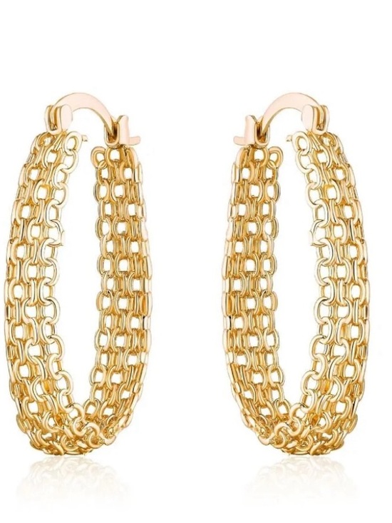 Barzel Jewelry - Barzel 18K gold plated link mesh braided hoop earrings - pierced ears